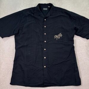 Alexander Lloyd Menswear Embroidered Palm Tree Camp Shirt Rayon Blend Mens‎ XLT